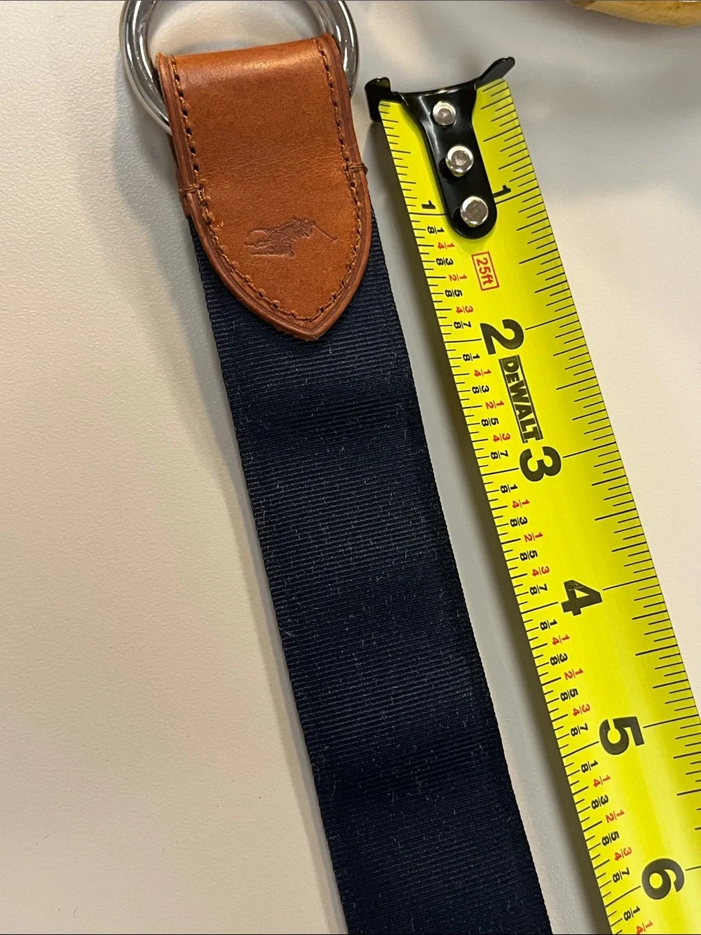 Polo Ralph Lauren Red & Navy Striped Fabric Belt w/ Leather Tab reversible